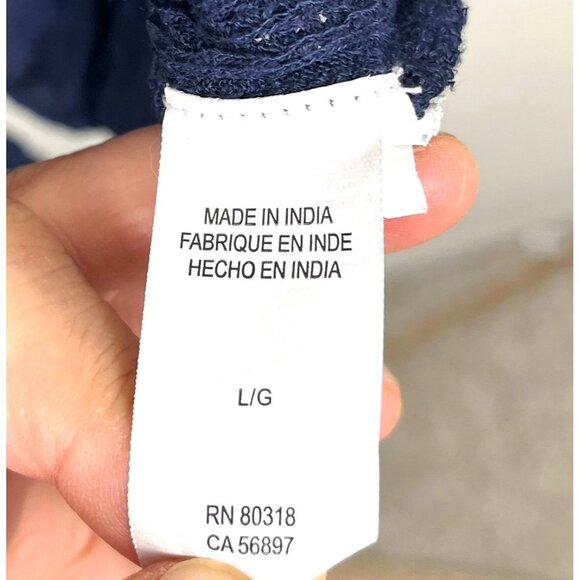 Lucky Brand navy linen blend‎ boho boxy blouse size L - Picture 6 of 8